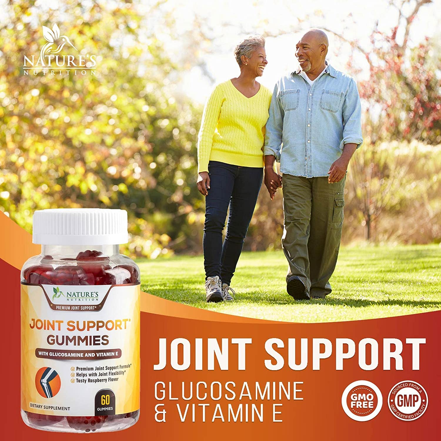 Joint Support Gummies Extra Strength Glucosamine & Vitamin E - Natural Joint & Flexibility Support - Best Cartilage & Immune Health Support Supplement for Men and Women - 60 Gummies