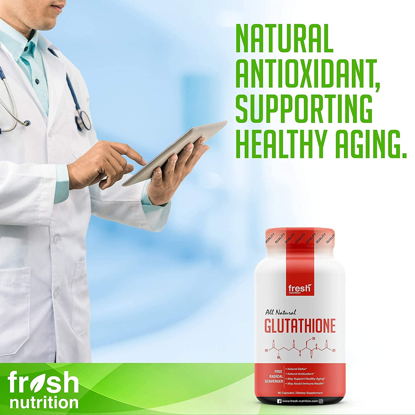 Glutathione Supplement - Strongest DNA Verified Glutathione Reduced - Vegan Friendly, Non GMO, Gluten & Soy Free