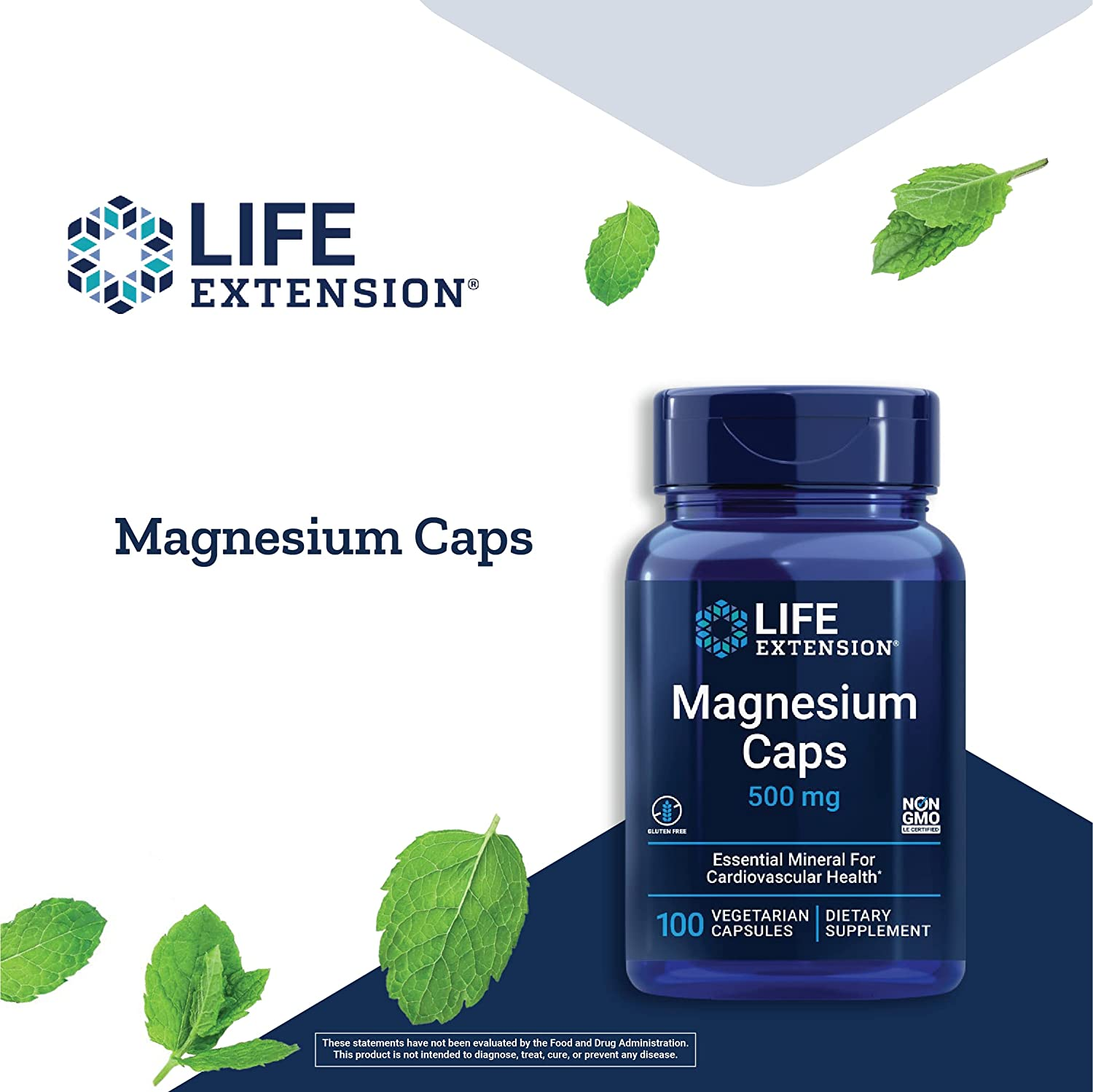 Magnesium Caps 500 Mg – Essential Mineral Blend for Cardiovascular & Whole-Body Health – Gluten-Free, Non-Gmo, Vegetarian -100 Vegetarian Capsules