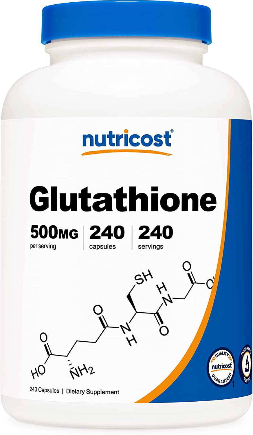 Glutathione Capsules 500Mg, 240 Capsules - Gluten Free, Non-Gmo