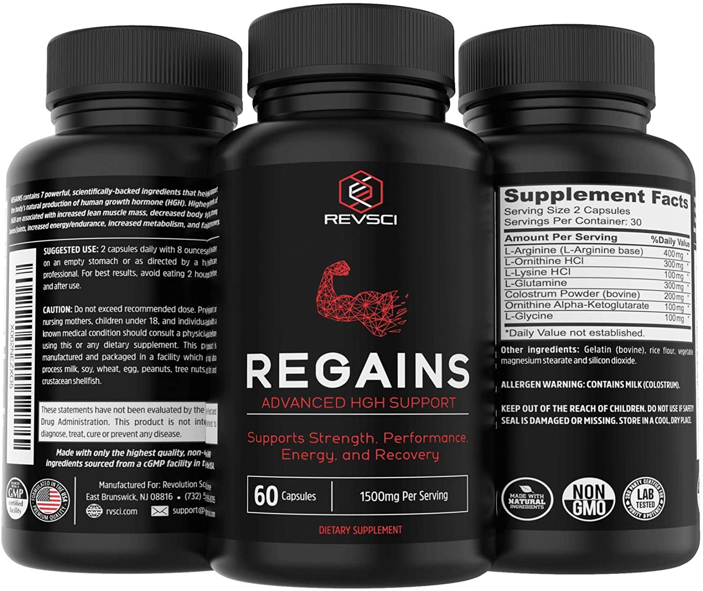 HGH Supplements for Men - Regains Naturally Stimulate Human Growth Hormone for Men - HGH for Men, Muscle Building, Muscle Growth Supplements for Men & Women, Amino Acid & Bovine Colostrum, 60 Capsules