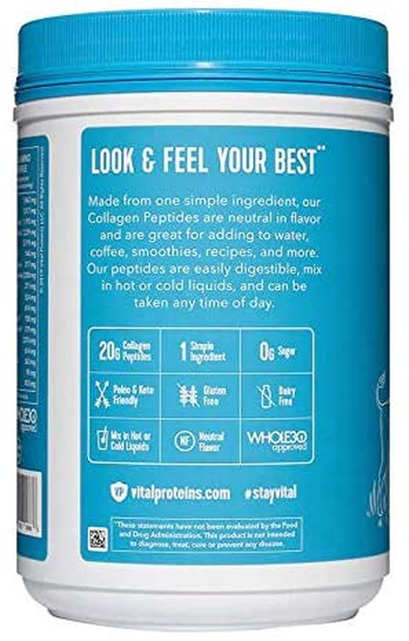 Natural Whole Nutrition Collagen Peptides - Pasture Raised, Grass Fed, Paleo Friendly, Gluten Free, Single Ingredient - 24 Ounce