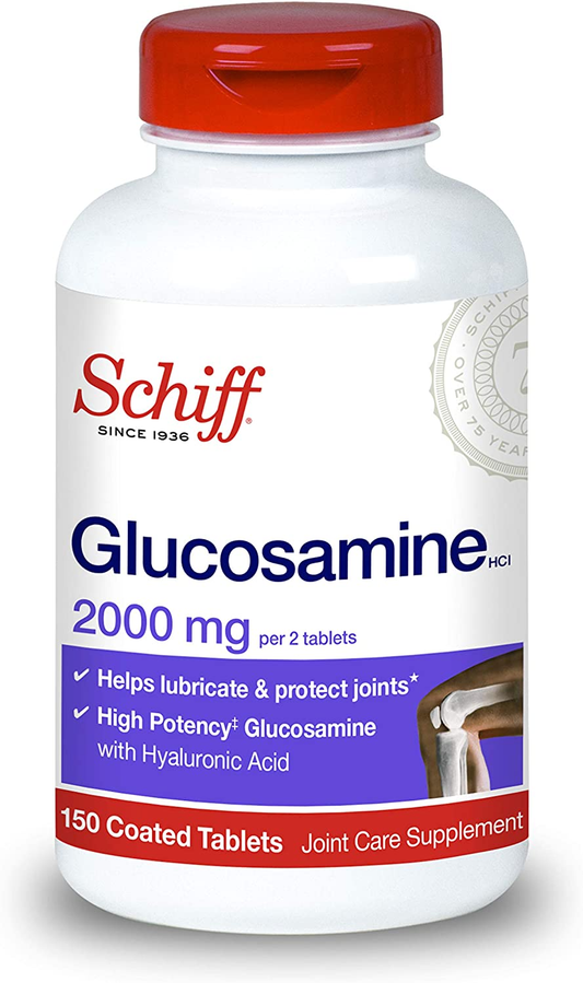 Glucosamine 2000Mg (Per Serving) + Hyaluronic Acid Tablets (150 Count in a Bottle), Joint Care Supplement That Helps Support Joint Mobility & Flexibility, Supports the Structure of Cartilage