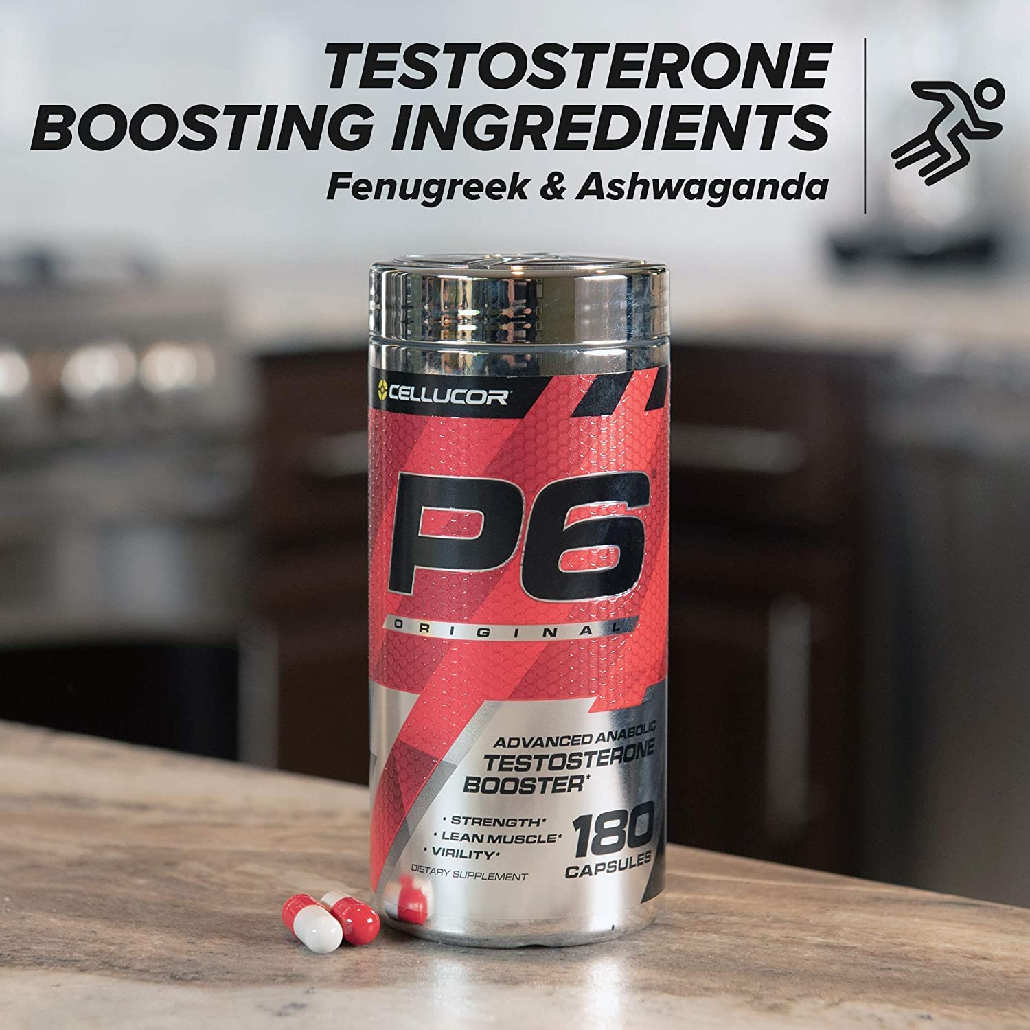 P6 Original Testosterone Booster for Men, Build Advanced Anabolic Strength & Lean Muscle, Boost Energy Performance, Increase Virility Support, 120 Capsules