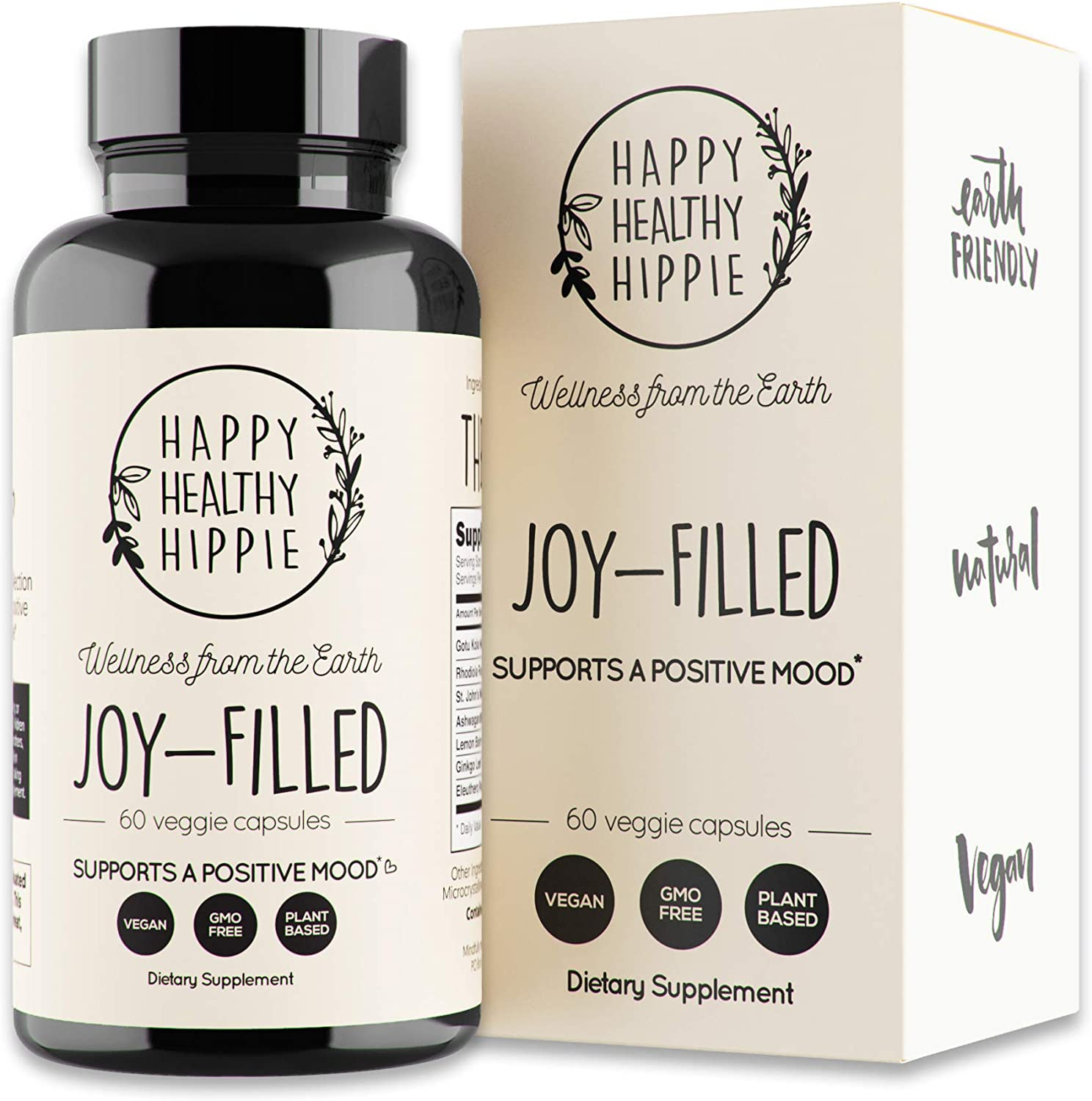 Joy-Filled | Helps Relax the Mind and Body, Boosts Mood, Relieves Tension & Worries | 100% Plant-Based Supplement | Contains 7 Powerful Herbs, Non-Gmo, 60 Vegan Capsules