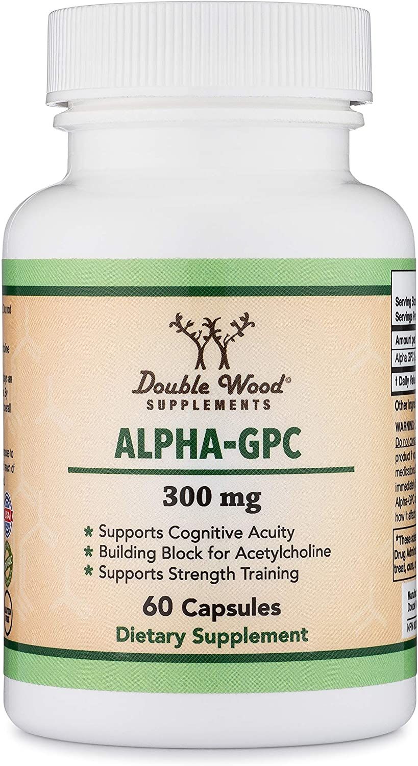 Alpha GPC Choline Capsules - 60 Count, 600Mg Servings – Brain Support Aid That Supports Focus, Memory, Motivation, and Energy - (Made in the USA) Brain Support Supplement by