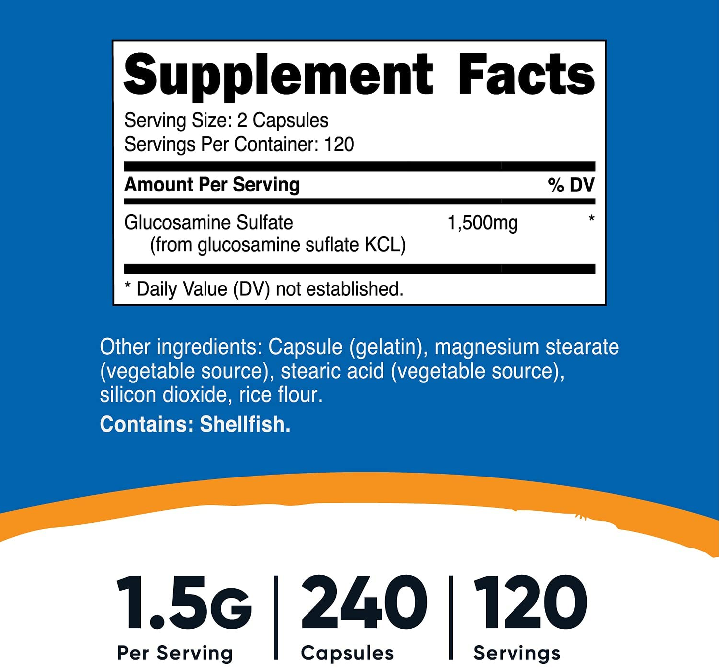 Glucosamine Sulfate 750Mg, 240 Capsules (1500Mg per Serving)