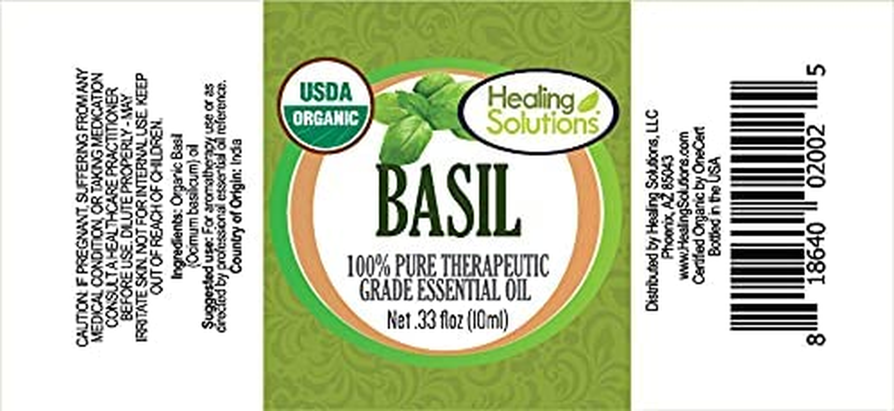 Organic 10Ml Oils - Basil Essential Oil - 0.33 Fluid Ounces