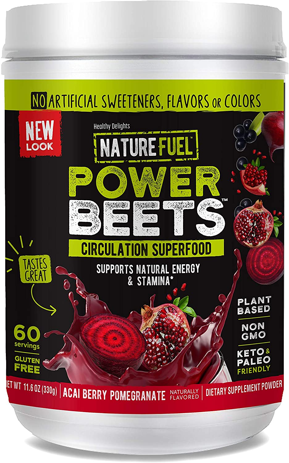 Nature Fuel Power Beets Powder, Delicious Acai Berry Pomegranate, Concentrated Superfood Supplement, Supports Circulation, Natural Energy & Stamina, Non-Gmo, 60 Servings