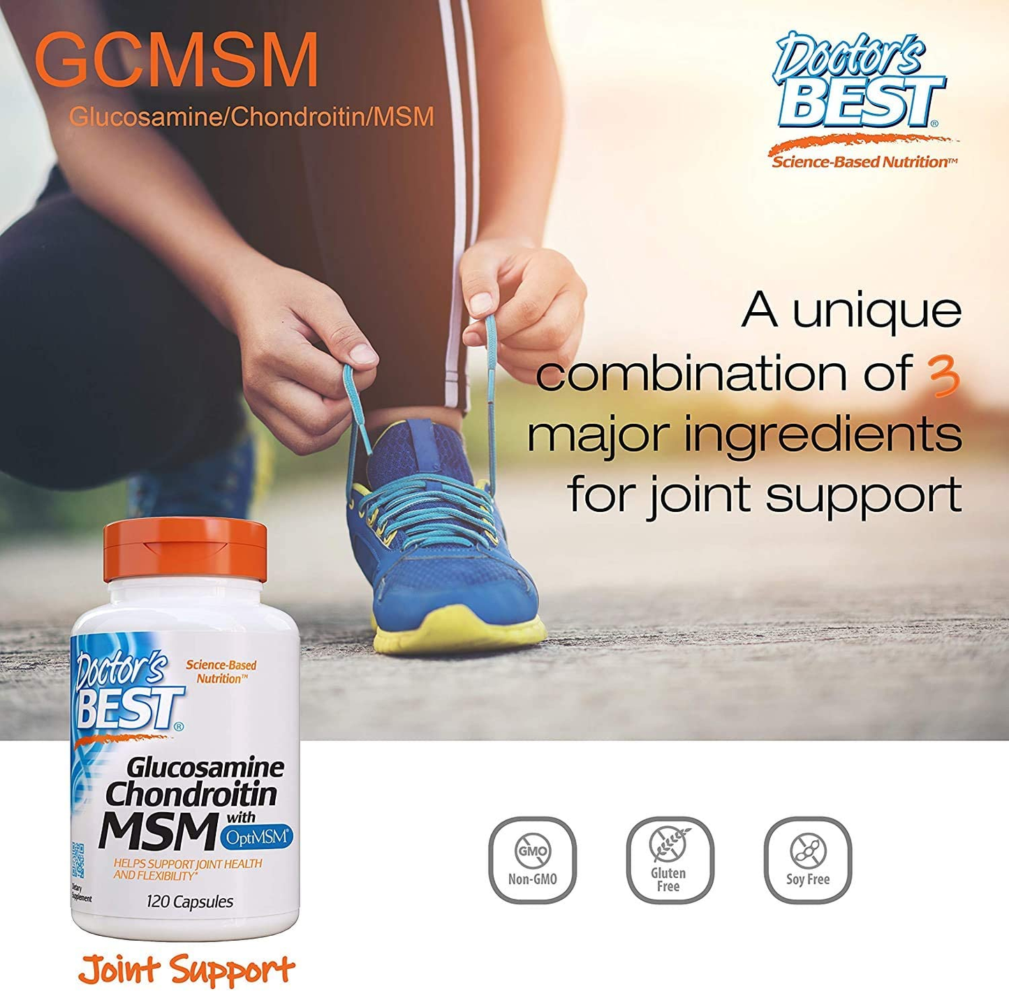 Glucosamine Chondroitin Msm with Optimsm Capsules, Supports Healthy Joint Structure, Function & Comfort, Non-Gmo, Gluten Free, Soy Free, 120 Count (Pack of 1)