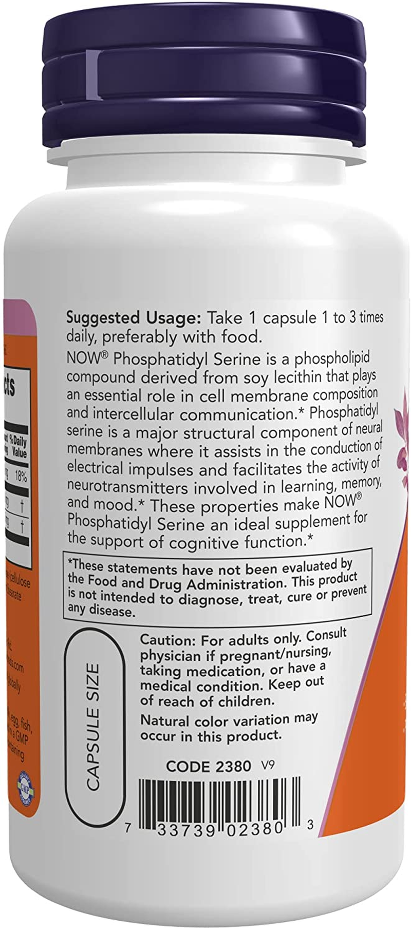 Supplements, Phosphatidyl Serine 100 Mg with Phospholipid Compound Derived from Soy Lecithin, 60 Veg Capsules