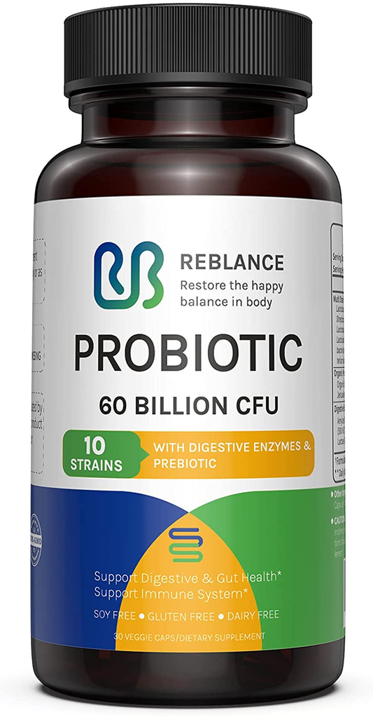 Probiotics 60 Billion CFU with 10 Probiotic Strains -  Probiotics for Men & Women, Natural, Shelf Stable Probiotic Supplement Support Digestive & Immune Health, 30 Veg Capsules