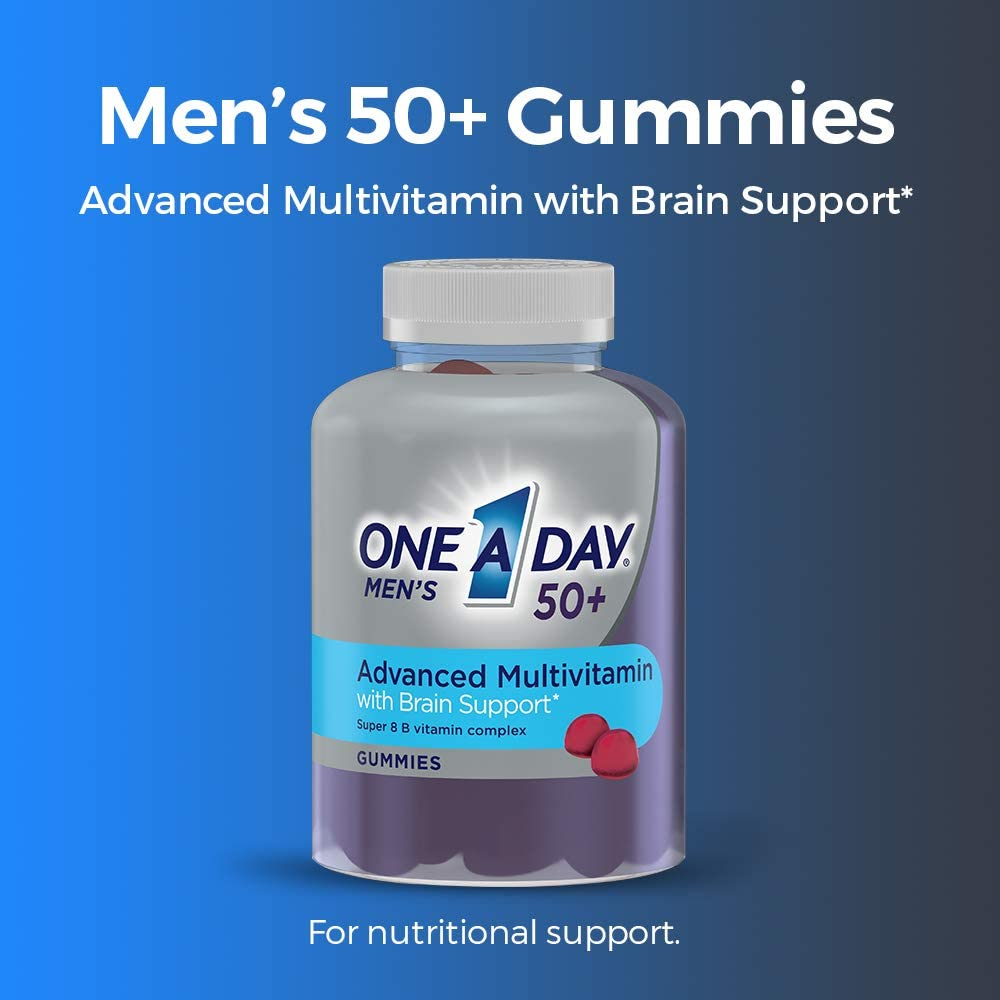 Men’S 50+ Gummies Advanced Multivitamin with Brain Support, Super 8 B Vitamin Complex, 110 Count