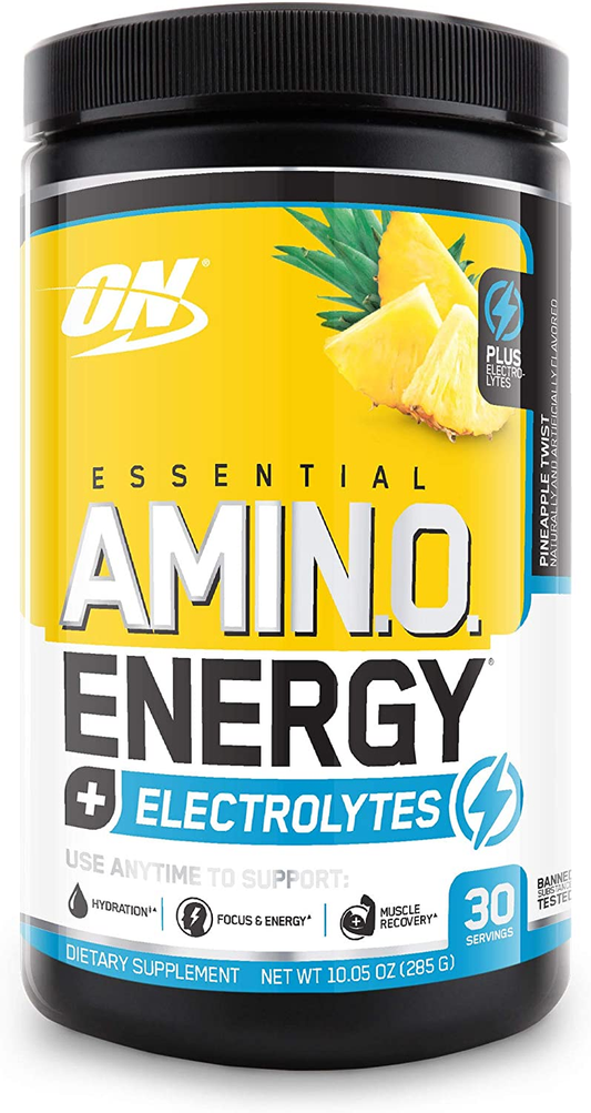 Amino Energy + Electrolytes Powder - Pre Workout, Bcaas, Amino Acids, Keto Friendly, Energy Powder - Pineapple Twist, 30 Servings