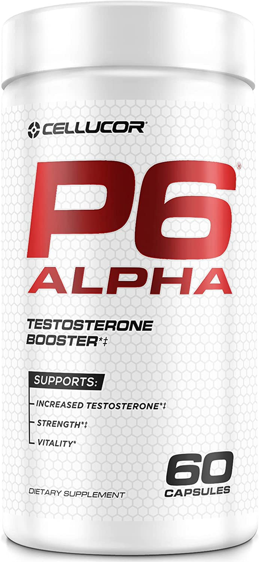 P6 Alpha Testosterone Booster for Men - Boost Lean Muscle Growth & Strength | Natural Test Booster Supplement W/ TESTFACTOR, DIM & Fenugreek - 60 Veggie Capsules