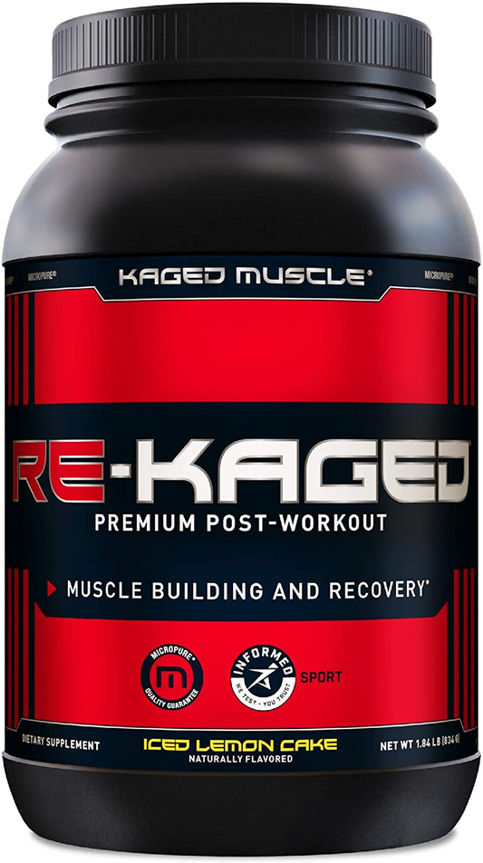 Post Workout Protein Powder, RE-KAGED Whey Protein Powder, Great Tasting Protein Shake with Whey Protein Isolate for Fast Post Workout Recovery with Complete Bcaas & Eaas (Iced Lemon Cake)