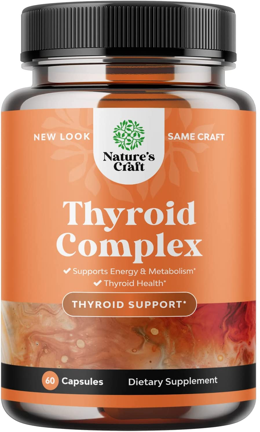 Herbal Adrenal and Thyroid Support Complex - Iodine Thyroid Supplement with L Tyrosine Bladderwrack Kelp Selenium and Ashwagandha - Mood Enhancer Energy Supplement for Thyroid Health - 60 Capsules