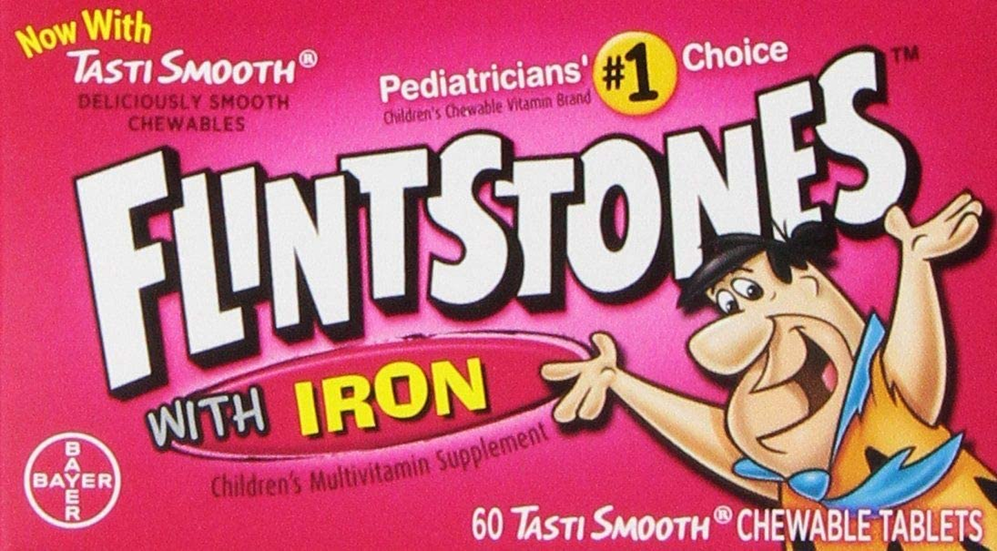 Flintstones Chewable Kids Vitamins with Iron, Multivitamin for Kids & Toddlers with Vitamin D, Vitamin C & More, 60Ct