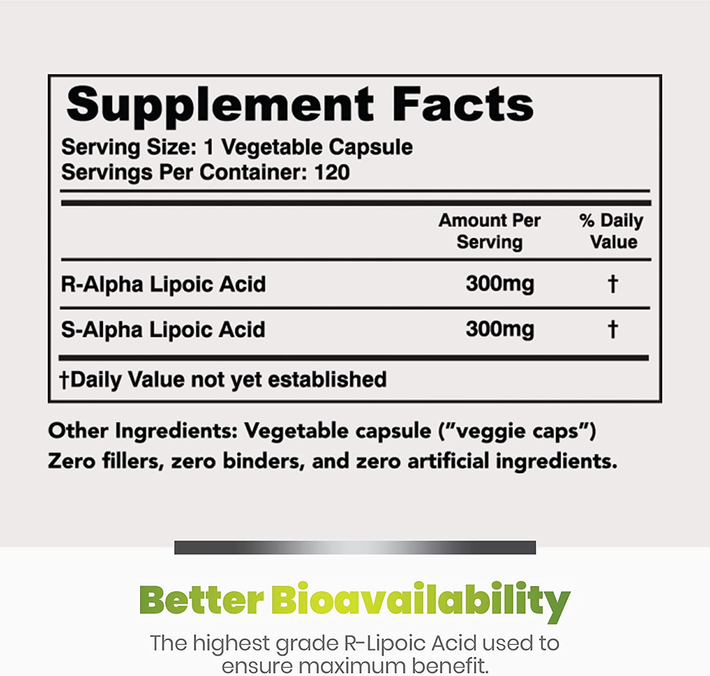 Simply Nature'S Pure Alpha Lipoic Acid 600Mg 120 Veggie Capsules RLA R-LA R-Lipoic S-Lipoic, ALA, Non-Gmo Thioctic Acid 4 Month Supply