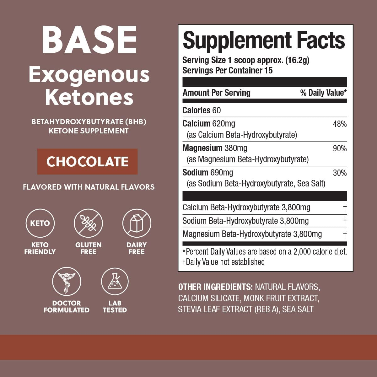 Exogenous Ketones Powder, BHB Beta-Hydroxybutyrate Salts Supplement, Best Fuel for Energy Boost, Mental Performance, Mix in Shakes, Milk, Smoothie Drinks for Ketosis – Chocolate, 8.57 Oz (243 Grs)