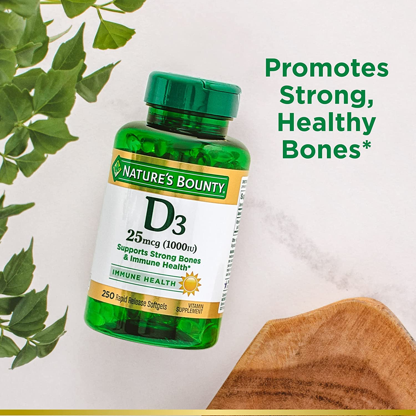 Nature’S Bounty Vitamin D3 1000 IU, Immune Support, Helps Maintain Healthy Bones, 250 Rapid Release Softgels