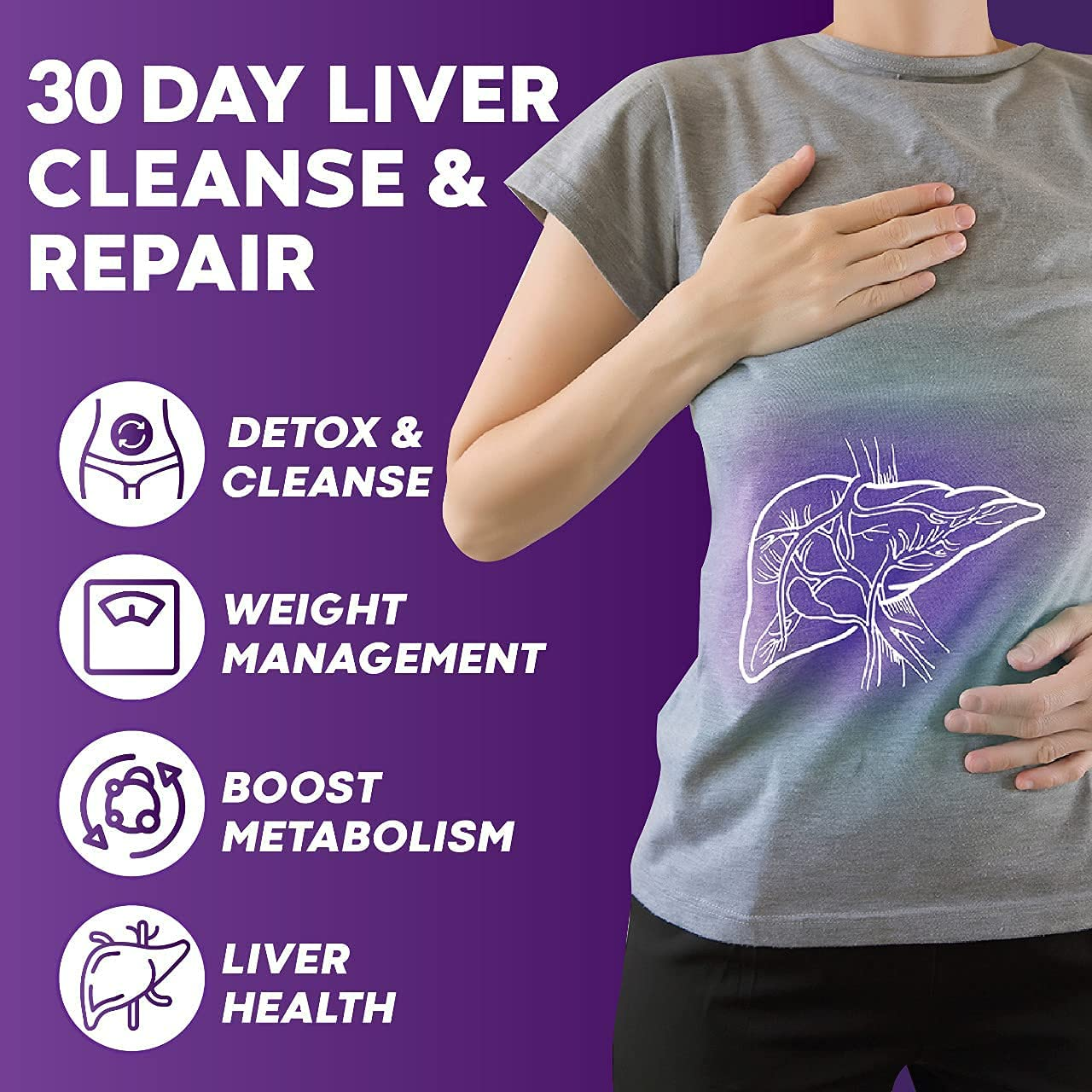 Liver Cleanse Detox & Fatty Liver Repair Formula with Milk Thistle - Artichoke and 24 Herbs Liver Health Support Supplement: Silymarin, Dandelion and Chicory Root - 120 Vegan Capsules