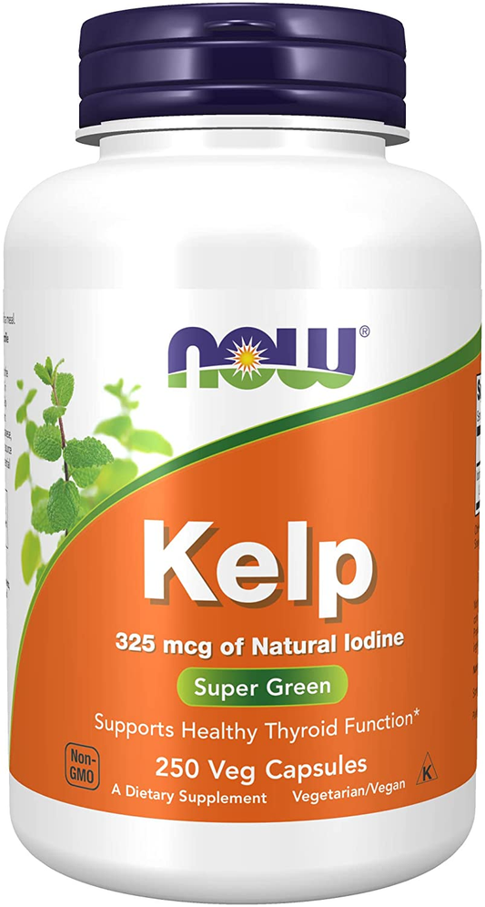 Supplements, Kelp 325 Mcg of Natural Iodine, Supports Healthy Thyroid Function*, Super Green, 250 Veg Capsules