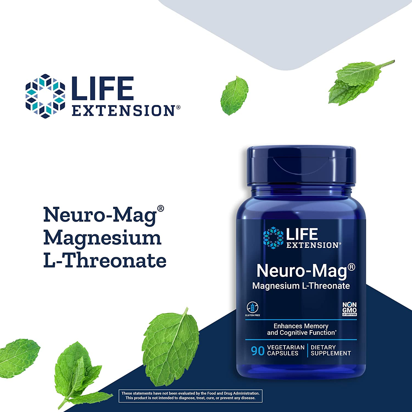 Neuro-Mag Magnesium L-Threonate, 90 Vegetarian Capsules Ultra-Absorbable Magnesium - Memory, Focus & Overall Cognitive Performance Boost - Non-Gmo, Gluten-Free