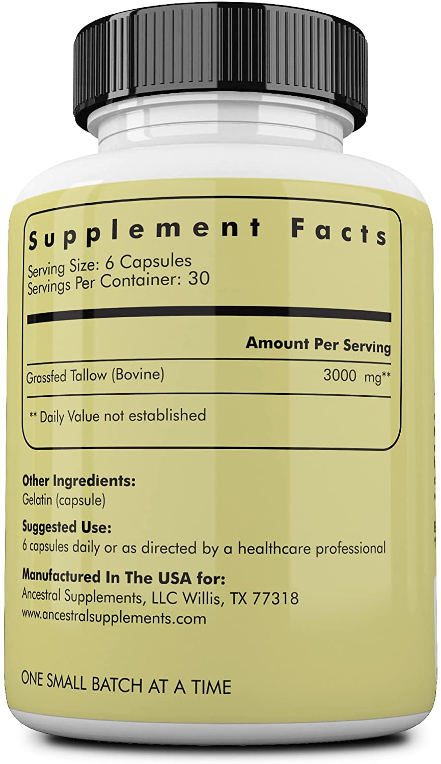 Grass Fed Tallow Capsules — Based on the Native Wisdom of Our Early Ancestors, Tallow Provides the Same Nourishing Kidney Fat (Suet) That Our Ancestors Selectively Hunted.