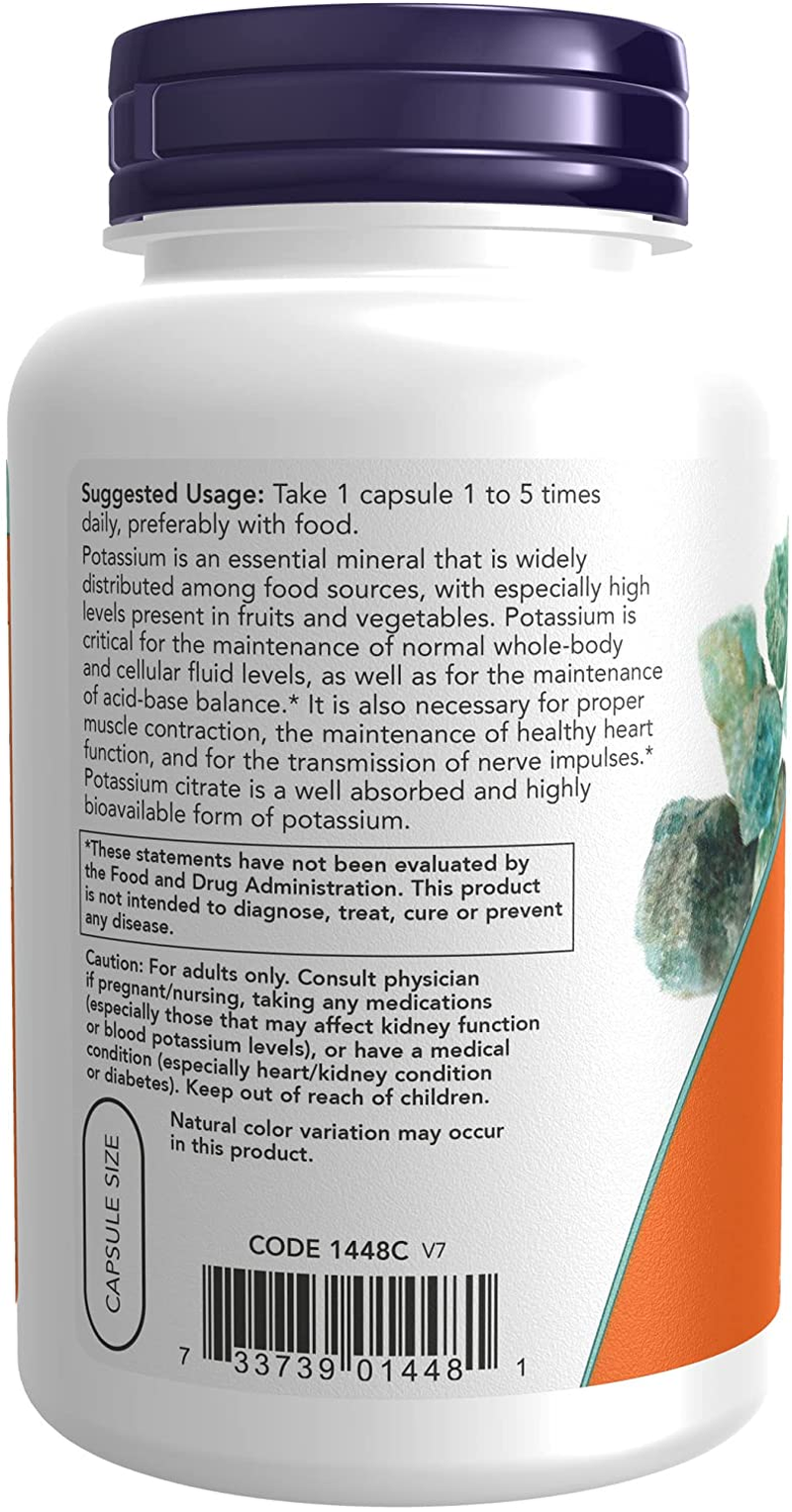 Supplements, Potassium Citrate 99 Mg, Supports Electrolyte Balance and Normal Ph*, Essential Mineral, 180 Veg Capsules