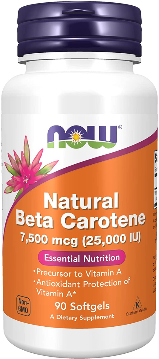 Supplements, Natural Beta Carotene 25,000 IU, Essential Nutrition, 90 Softgels