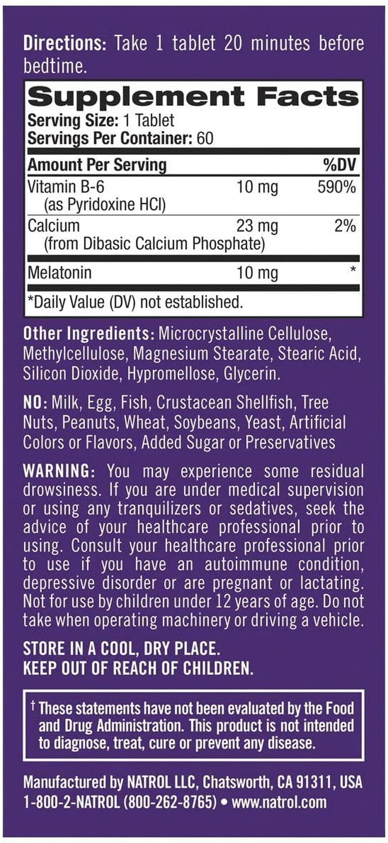 Melatonin Advanced Sleep Tablets with Vitamin B6, Helps You Fall Asleep Faster, Stay Asleep Longer, 2-Layer Controlled Release, 100% Drug-Free, 10Mg, 60 Count