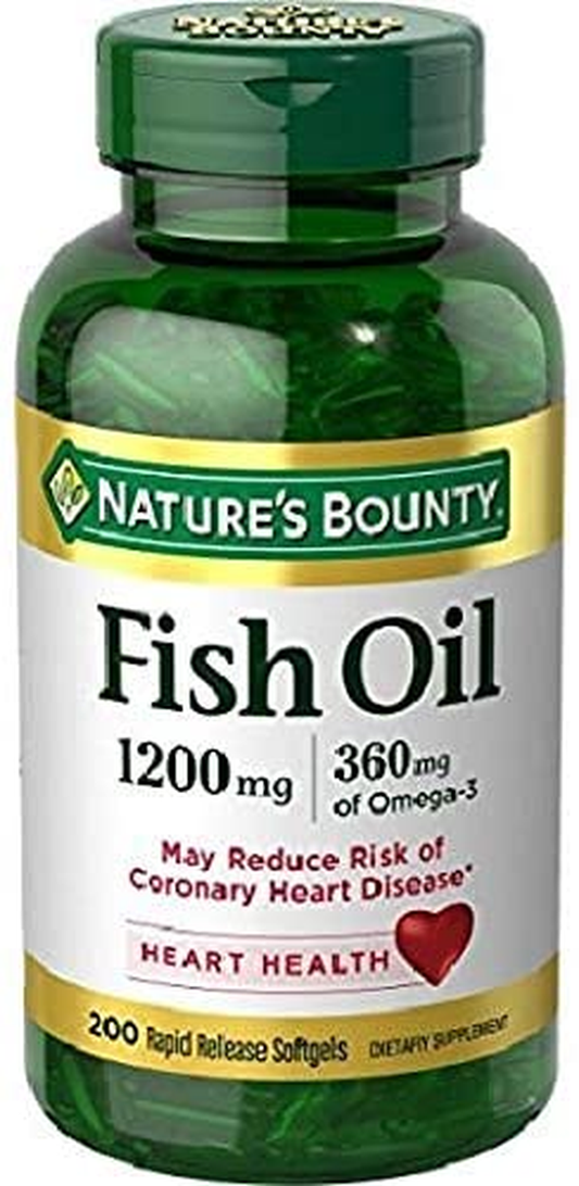 Fish Oil, Supports Heart Health, 1200 Mg, Rapid Release Softgels, 200 Ct