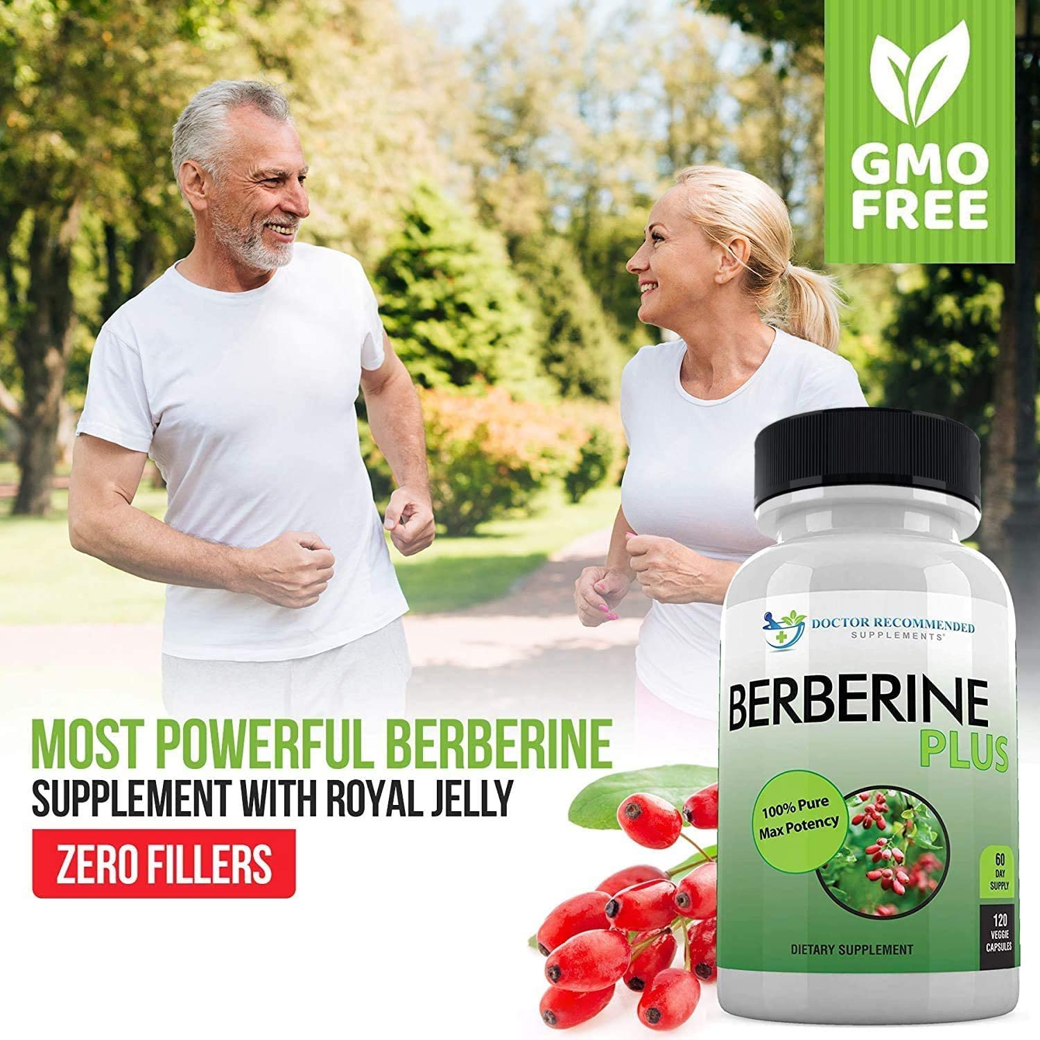 Berberine plus 1200Mg per Serving - 120 Veggie Capsules Royal Jelly, Supports Healthy Immune System, Improves Cardiovascular Heart & Gastrointestinal Wellness