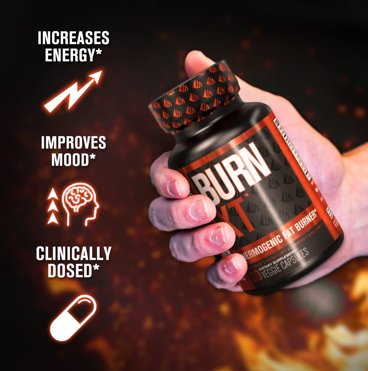 Burn-Xt Thermogenic for Men & Women - Body Support, Improve Focus, Increase Energy - Premium Acetyl L-Carnitine, Green Tea Extract, Capsimax Cayenne Pepper, & More - 30 Natural Veggie Diet Pills