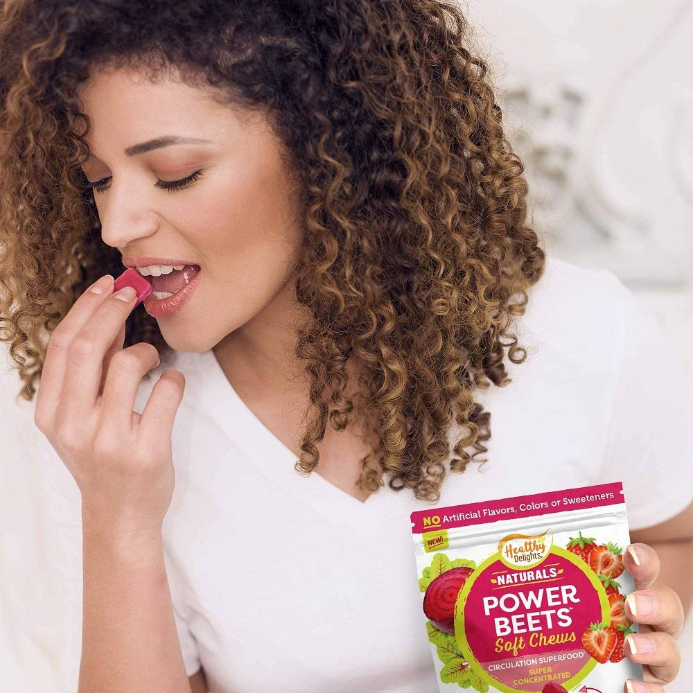 Healthy Delights Naturals Power Beets Soft Chews, Delicious Strawberry Burst, Concentrated Superfood Supplement, Supports Circulation, Natural Energy & Stamina, 30 Count