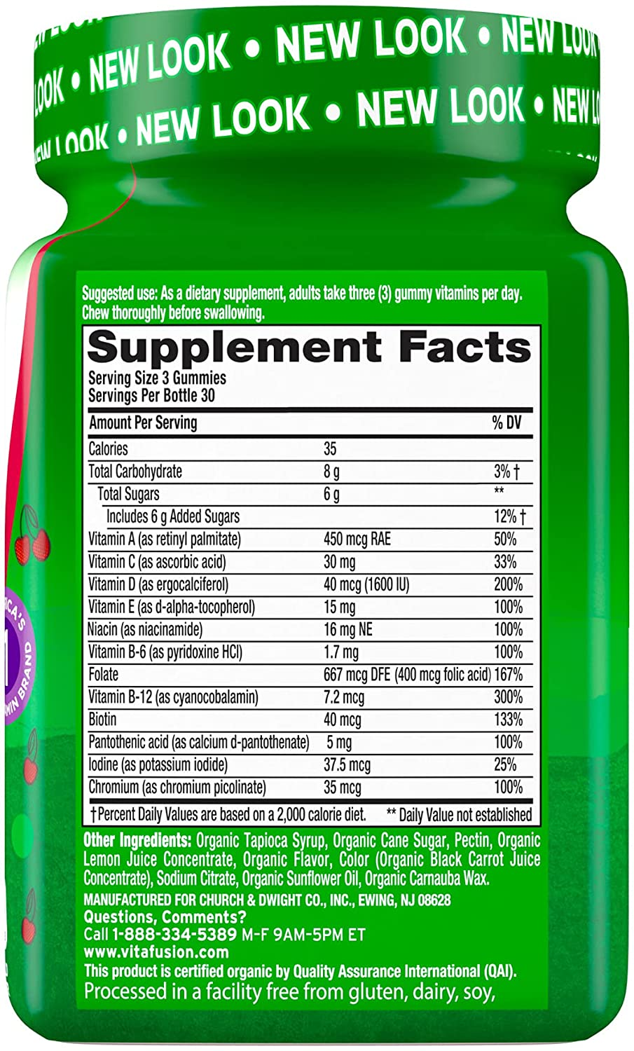 Organic Women’S Gummy Multivitamin, 90 Count - Non-Gmo, Gluten-Free, No Gelatin, No HFCS