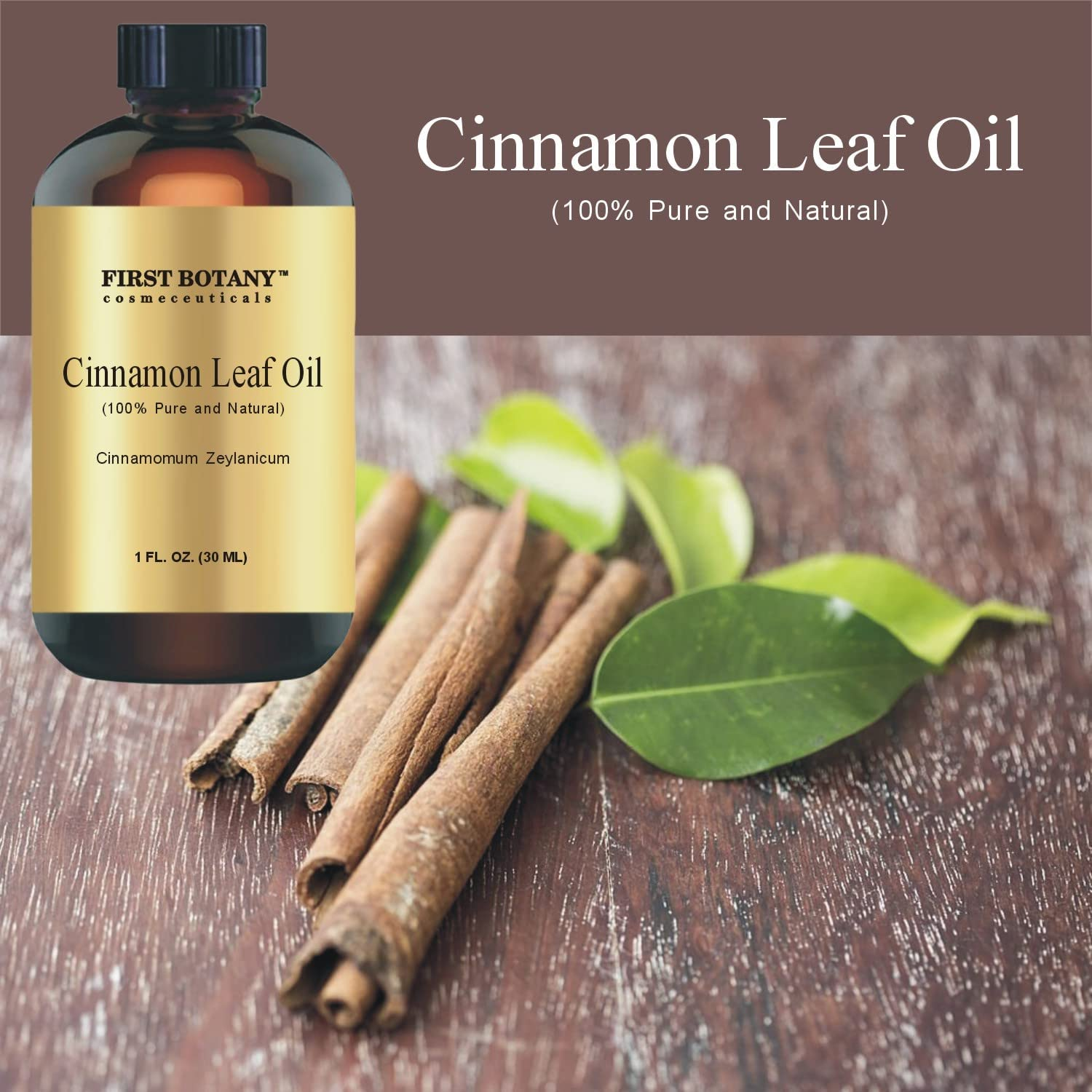 100% Pure Cinnamon Essential Oil - Premium Cinnamon Oil for Aromatherapy, Massage, Topical & Household Uses - 1 Fl Oz (Cinnamon)