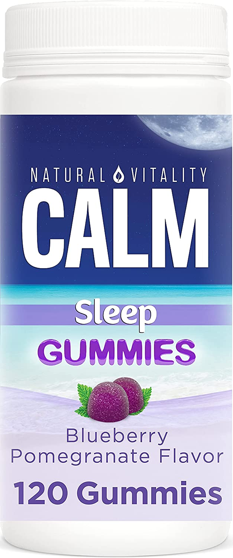 Calm Sleep Support Gummies with Magnesium, L-Theanine, Melatonin, Gluten Free, Blueberry Pomegranate – 120 Count