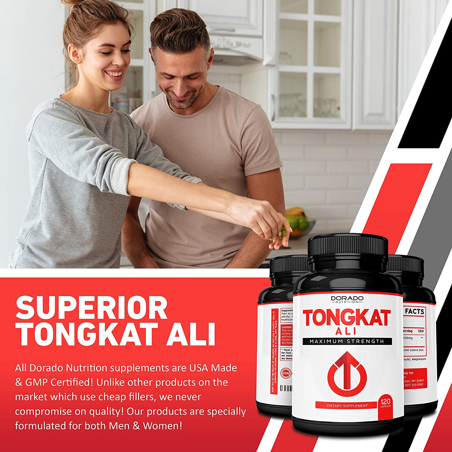 Tongkat Ali Extract (Longjack) Eurycoma Longifolia, 1200Mg per Serving, (120 Capsules) - Indonesian Ginseng - Stamina, Drive, Athletic Performance & Muscle Mass - Gluten Free & Non-Gmo