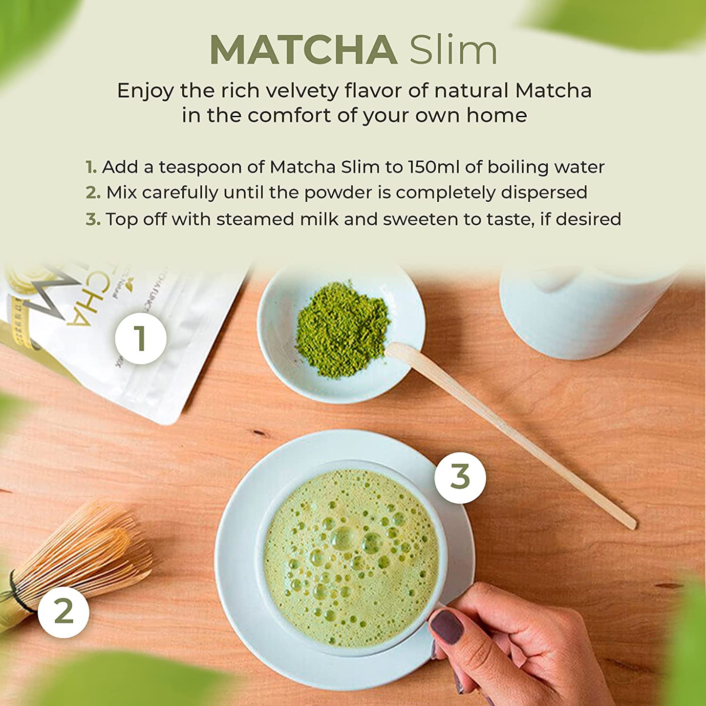 Matcha Slim - Energy Drink Mix Powder Supplement with Taurine & Spirulina 3.53Oz – Natural, Sugar Free, Vitamin Rich Green Tea Diet for Women, Men