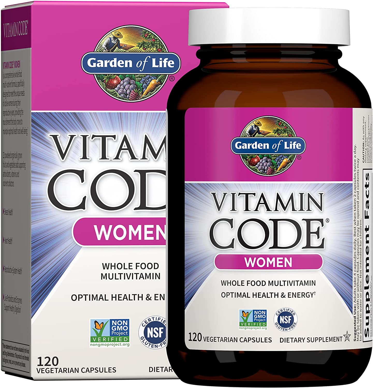 Multivitamin for Women, Vitamin Code Women'S Multi - 120 Capsules, Whole Food Womens Multi, Vitamins, Iron, Folate Not Folic Acid & Probiotics for Womens Energy, Vegetarian Supplements