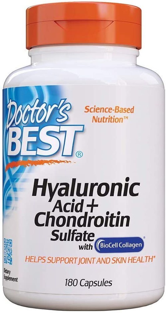 Hyaluronic Acid with Chondroitin Sulfate, Featuring Biocell Collagen, Non-Gmo, Gluten Free, Soy Free, Joint Support, 180 Count (Pack of 1)