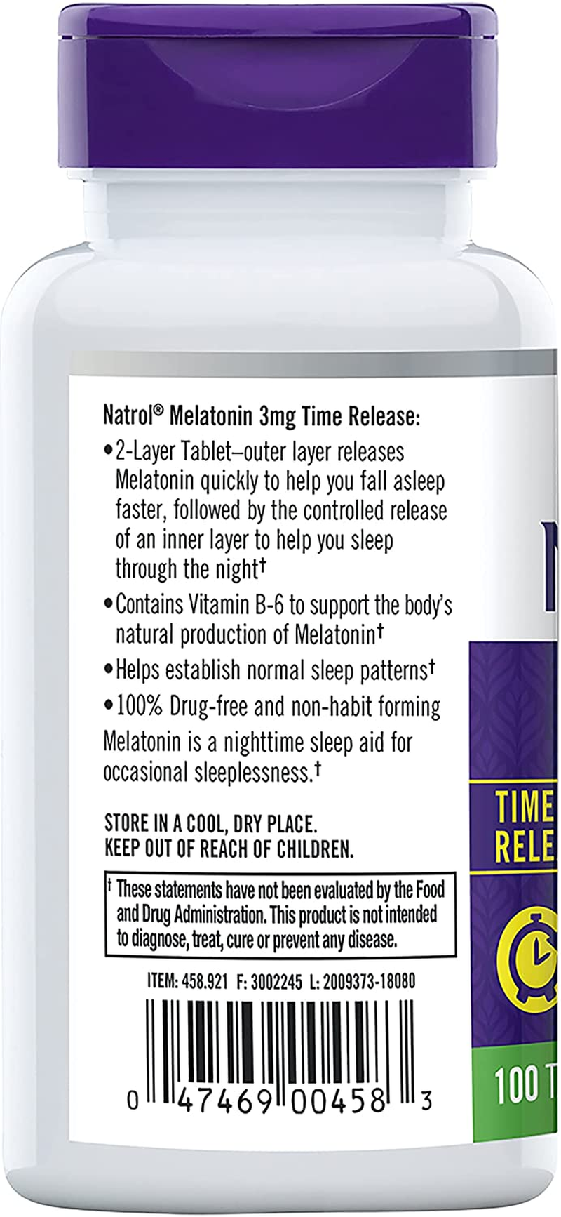 Melatonin Time Release Tablets, 3Mg, 100 Count