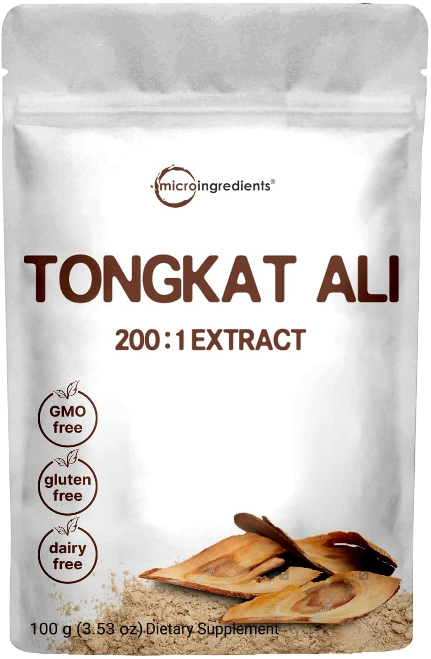 Tongkat Ali Extract 200:1 Concentrate Longjack Powder, 100 Grams, Grown in Indonesia, 100% Pure Eurycoma Longifolia Root Extract Powder, Bitter Taste - No Filler, No Additive, Non-Gmo