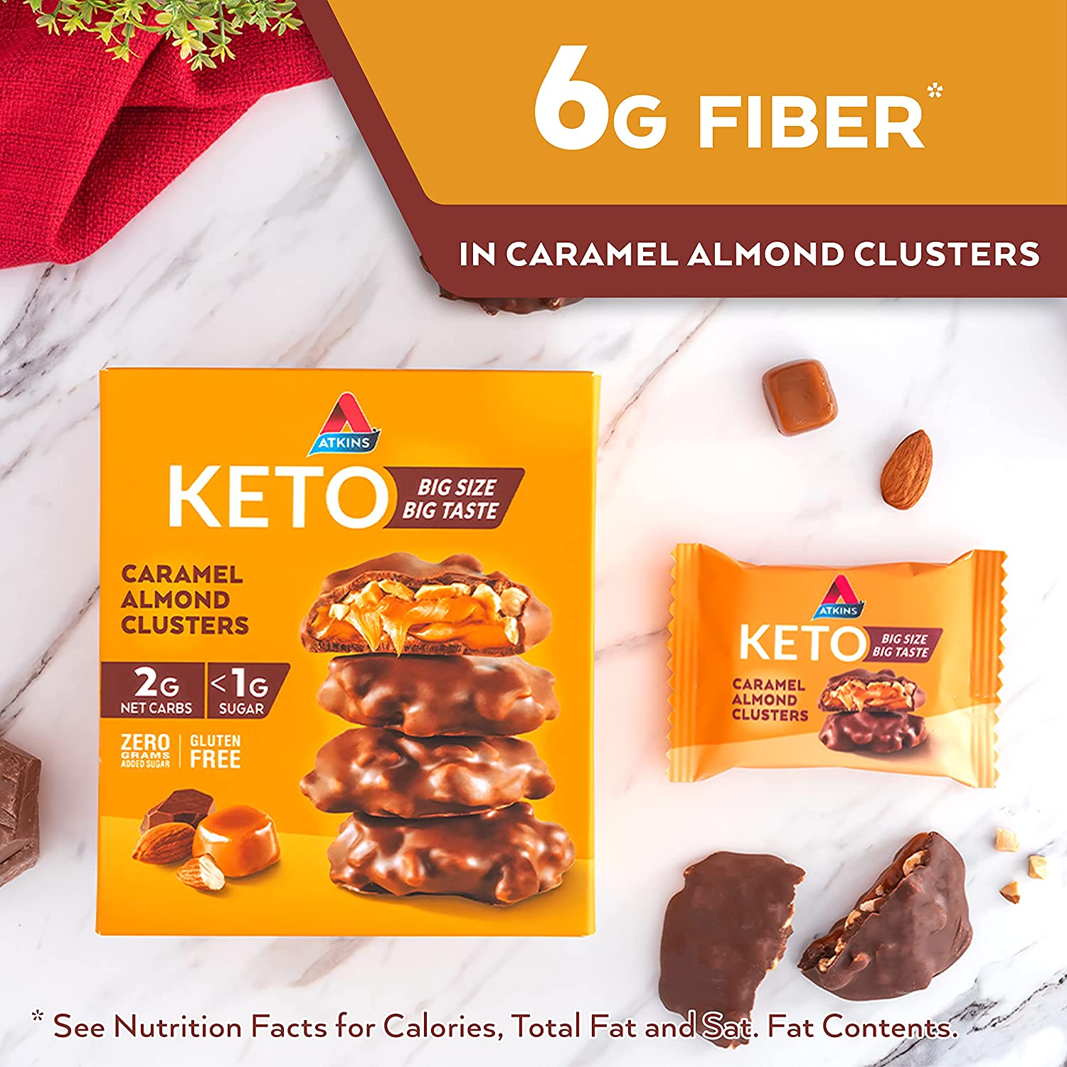 Atkins Keto Caramel Almond Clusters, Keto-Friendly, 8 Count