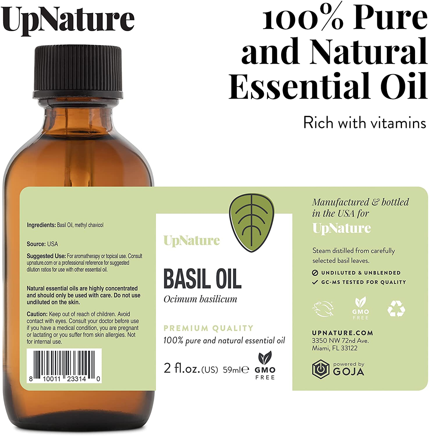 Basil Essential Oil - 100% Natural & Pure , Undiluted, Premium Quality Aromatherapy Oil- Basil Oil for Skin, Strengthen Hair & Stimulates Scalp, Relieves Congestion & Muscle Discomfort, 2Oz