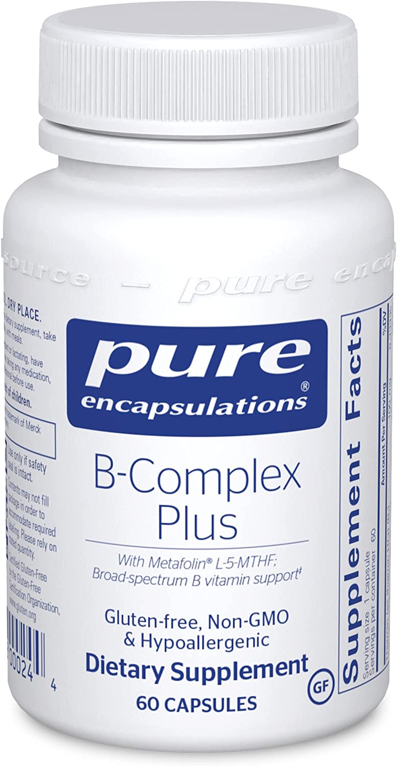 B-Complex plus | B Vitamins Supplement to Support Red Blood Cell Growth, Neurological and Psychological Health, Cardiovascular Health, Energy Levels, and Eye Sight* | 60 Capsules