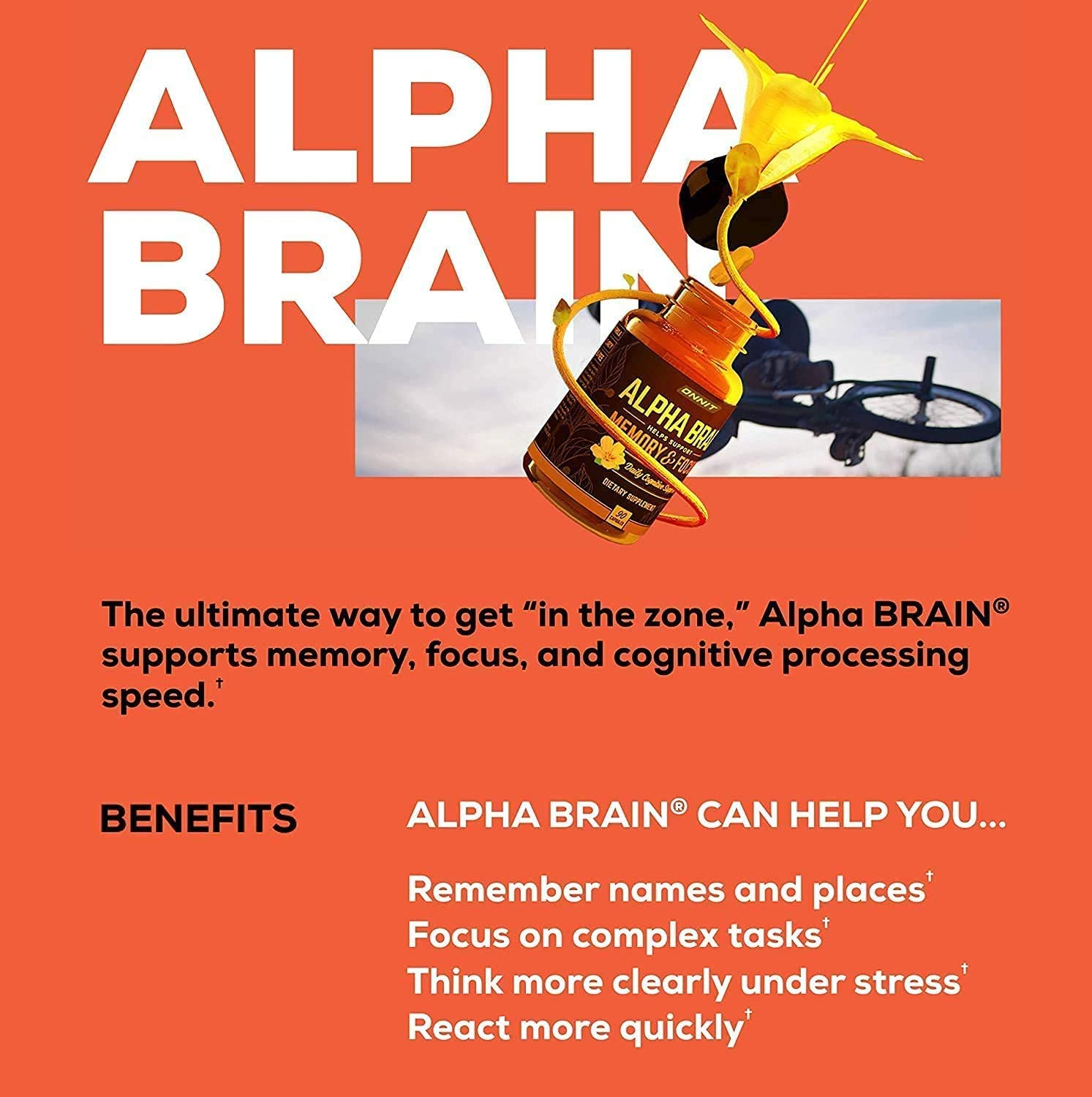 Alpha Brain Premium Nootropic Brain Supplement, 90 Count, for Men & Women - Caffeine-Free Focus Capsules for Concentration, Brain & Memory Support - Brain Booster Cat'S Claw, Bacopa, Oat Straw