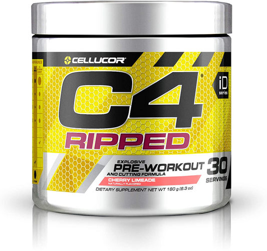 C4 Ripped Pre Workout Powder Cherry Limeade | Creatine Free + Sugar Free Preworkout Energy Supplement for Men & Women | 150Mg Caffeine + Beta Alanine + Weight Loss | 30 Servings